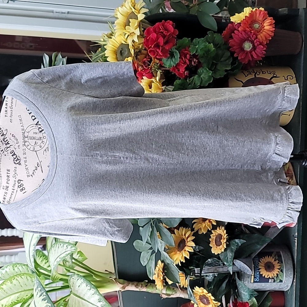 #30 Gray Marle Ruffle T-Shirt Top